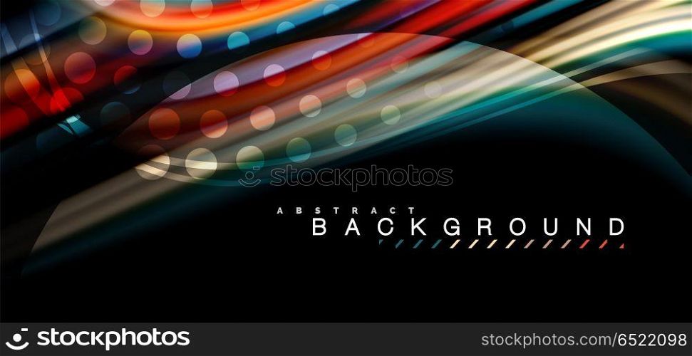 Multicolored wave lines on black background design. Multicolored wave lines on black background vector design