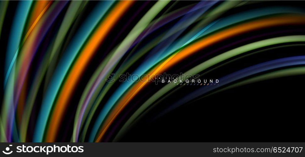 Multicolored wave lines on black background design. Multicolored wave lines on black background vector design