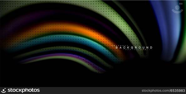 Multicolored wave lines on black background design. Multicolored wave lines on black background vector design