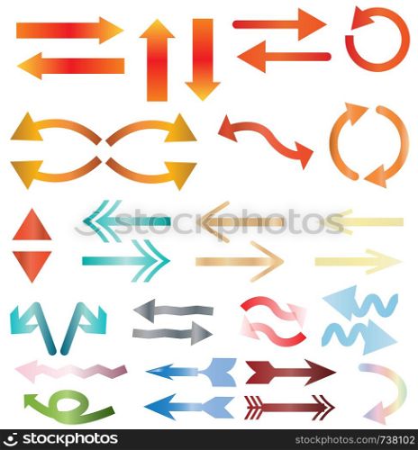 multicolors arrow icon on white background. colors arrow sign. flat style. abstact arrow symbol.