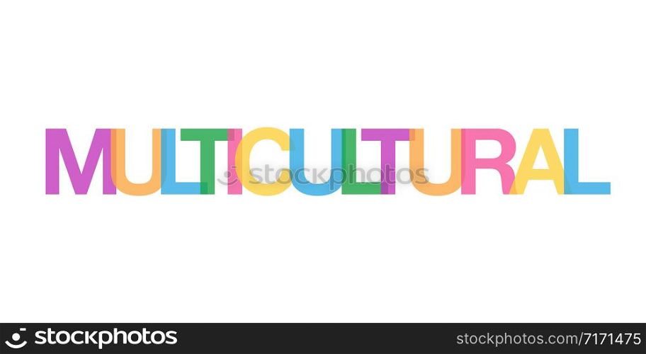 multicultural colorful word concept isolated white background vector