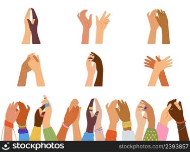 Multicultural friendship. Integration and inclusion, multiethnic team together. People equality, women solidarity. Diverse holding hands vector set. Illustration of friendship group hands together. Multicultural friendship. Integration and inclusion, multiethnic team together. People equality, women solidarity. Diverse holding hands decent vector set