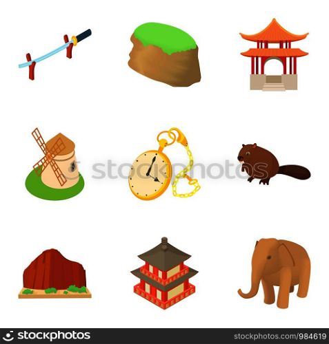 Multiethnic icons set. Cartoon set of 9 multiethnic vector icons for web isolated on white background. Multiethnic icons set, cartoon style