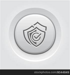 Multilevel Security Icon. Flat Design.. Multilevel Security Icon. Flat Design App Symbol or UI element. Three Shields with a checkmark. Grey Button Design