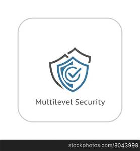 Multilevel Security Icon. Flat Design.. Multilevel Security Icon. Flat Design Isolated Illustration. App Symbol or UI element. Three Shields with a checkmark.