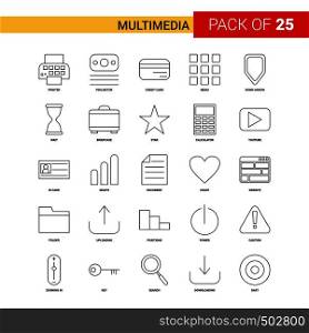 Multimedia Black Line Icon - 25 Business Outline Icon Set