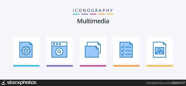 Multimedia Blue 5 Icon Pack Including . landscape. image. document. Creative Icons Design