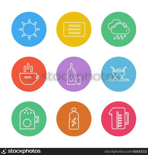 multimedia , camera , user interface , technology , summer , drink , food , board , drinks , tv , bottle , telephone , internet , zoom in , zoom out , icon, vector, design, flat, collection, style, creative, icons