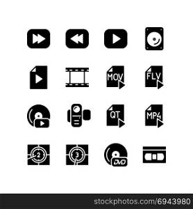 Multimedia controller buttons and file format icons