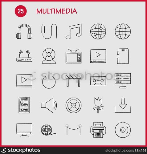 Multimedia Hand Drawn Icon for Web, Print and Mobile UX/UI Kit. Such as: Off, On, Power, Start, Switch, Flower, Blossom, Botany, Pictogram Pack. - Vector