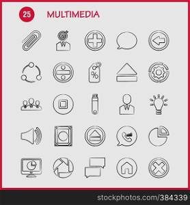 Multimedia Hand Drawn Icon for Web, Print and Mobile UX/UI Kit. Such as: Chat, Communication, Message, Notification, Chat, Communication, Message, Notification, Pictogram Pack. - Vector