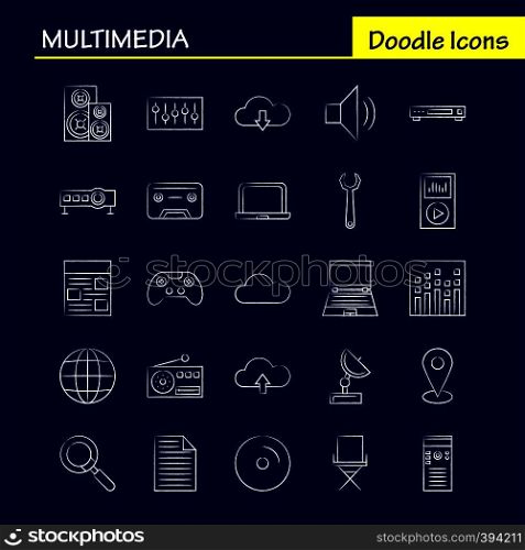 Multimedia Hand Drawn Icon for Web, Print and Mobile UX/UI Kit. Such as: Disco Ball, Ball, Disco, Party Ball, Equalizer, Beat, Pictogram Pack. - Vector