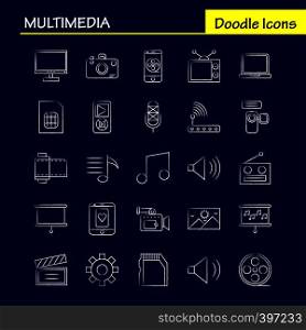 Multimedia Hand Drawn Icon for Web, Print and Mobile UX/UI Kit. Such as: Gear, Maintain, Setting, Tool, Adjustment, Speaker Computer, Hardware, Pictogram Pack. - Vector
