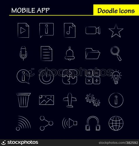 Multimedia Hand Drawn Icons Set For Infographics, Mobile UX/UI Kit And Print Design. Include: Film, Movie, Roll, Camera Roll, Downloading, Download, Internet, Eps 10 - Vector