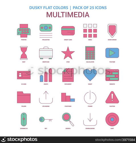 Multimedia icon Dusky Flat color - Vintage 25 Icon Pack