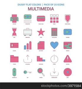 Multimedia icon Dusky Flat color - Vintage 25 Icon Pack
