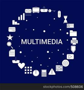 Multimedia Icon Set. Infographic Vector Template