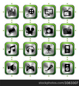Multimedia icons set HL