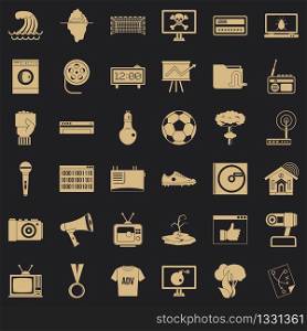 Multimedia icons set. Simple style of 36 multimedia vector icons for web for any design. Multimedia icons set, simple style