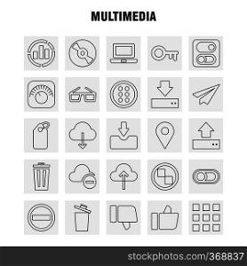 Multimedia Line Icon for Web, Print and Mobile UX/UI Kit. Such as  Equalizer, Beat, Audio, Machine, Bin, Delete, Garbage, Recycle, Pictogram Pack. - Vector