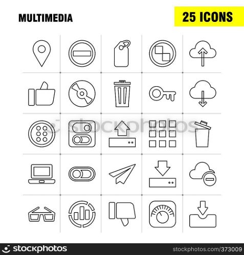 Multimedia Line Icon for Web, Print and Mobile UX/UI Kit. Such as: Equalizer, Beat, Audio, Machine, Bin, Delete, Garbage, Recycle, Pictogram Pack. - Vector