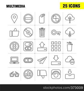 Multimedia Line Icon for Web, Print and Mobile UX/UI Kit. Such as: Equalizer, Beat, Audio, Machine, Bin, Delete, Garbage, Recycle, Pictogram Pack. - Vector