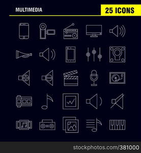 Multimedia Line Icon for Web, Print and Mobile UX/UI Kit. Such as: Mobile, Cell, Phone, Hardware, Camera, Video, Image, Movie, Pictogram Pack. - Vector