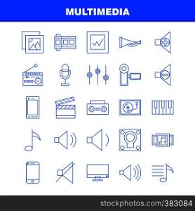 Multimedia Line Icon for Web, Print and Mobile UX/UI Kit. Such as: Mobile, Cell, Phone, Hardware, Camera, Video, Image, Movie, Pictogram Pack. - Vector