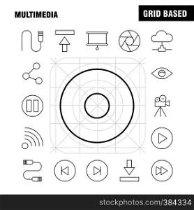 Multimedia Line Icon for Web, Print and Mobile UX/UI Kit. Such as: Media, Mic, Microphone, Sound, Control, Fast, Forward, Media, Pictogram Pack. - Vector