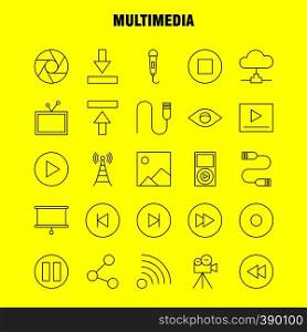 Multimedia Line Icon for Web, Print and Mobile UX/UI Kit. Such as: Microphone, Mike, Music, Audio, Fast, Forward, Move, Play, Pictogram Pack. - Vector