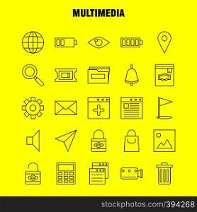 Multimedia Line Icon for Web, Print and Mobile UX/UI Kit. Such as: Browser, Page, Web, Template, Browser, Page, Web, Template, Pictogram Pack. - Vector