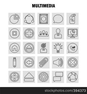 Multimedia Line Icon for Web, Print and Mobile UX/UI Kit. Such as: Chat, Communication, Message, Notification, Chat, Communication, Message, Notification, Pictogram Pack. - Vector