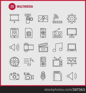 Multimedia Line Icon for Web, Print and Mobile UX/UI Kit. Such as: Gear, Maintain, Setting, Tool, Adjustment, Speaker Computer, Hardware, Pictogram Pack. - Vector