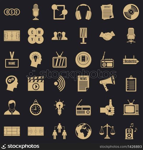 Multimedia means icons set. Simple set of 36 multimedia means vector icons for web for any design. Multimedia means icons set, simple style