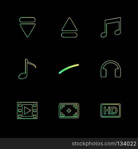 multimedia , play,  pause , volume , sound , microphone , reset , mute , camera, camcoder , video , icon, vector, design,  flat,  collection, style, creative,  icons