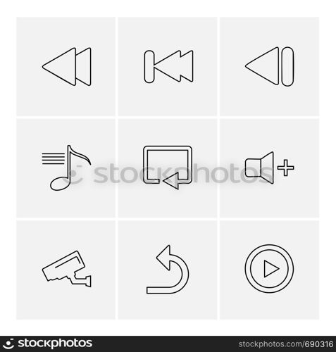 multimedia , play, pause , volume , sound , microphone , reset , mute , camera, camcoder , video , icon, vector, design, flat, collection, style, creative, icons