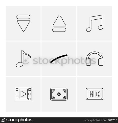 multimedia , play, pause , volume , sound , microphone , reset , mute , camera, camcoder , video , icon, vector, design, flat, collection, style, creative, icons