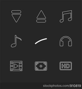 multimedia , play, pause , volume , sound , microphone , reset , mute , camera, camcoder , video , icon, vector, design, flat, collection, style, creative, icons