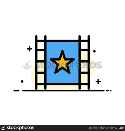 Multimedia, Player, Stream, Star Business Flat Line Filled Icon Vector Banner Template