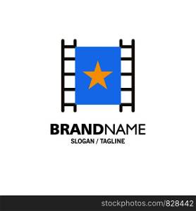 Multimedia, Player, Stream, Star Business Logo Template. Flat Color