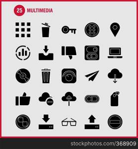 Multimedia Solid Glyph Icon for Web, Print and Mobile UX/UI Kit. Such as  Equalizer, Beat, Audio, Machine, Bin, Delete, Garbage, Recycle, Pictogram Pack. - Vector