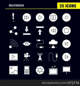 Multimedia Solid Glyph Icon for Web, Print and Mobile UX/UI Kit. Such as: Microphone, Mike, Music, Audio, Fast, Forward, Move, Play, Pictogram Pack. - Vector