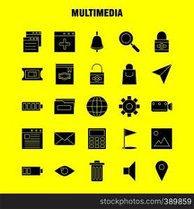 Multimedia Solid Glyph Icon for Web, Print and Mobile UX/UI Kit. Such as: Browser, Page, Web, Template, Browser, Page, Web, Template, Pictogram Pack. - Vector