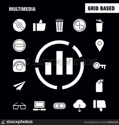 Multimedia Solid Glyph Icon for Web, Print and Mobile UX/UI Kit. Such as: Equalizer, Beat, Audio, Machine, Bin, Delete, Garbage, Recycle, Pictogram Pack. - Vector