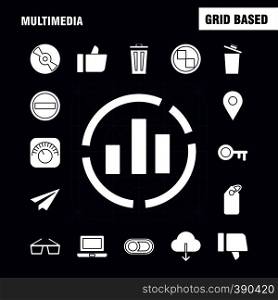 Multimedia Solid Glyph Icon for Web, Print and Mobile UX/UI Kit. Such as: Equalizer, Beat, Audio, Machine, Bin, Delete, Garbage, Recycle, Pictogram Pack. - Vector