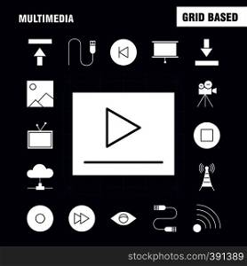 Multimedia Solid Glyph Icon for Web, Print and Mobile UX/UI Kit. Such as: Media, Mic, Microphone, Sound, Control, Fast, Forward, Media, Pictogram Pack. - Vector