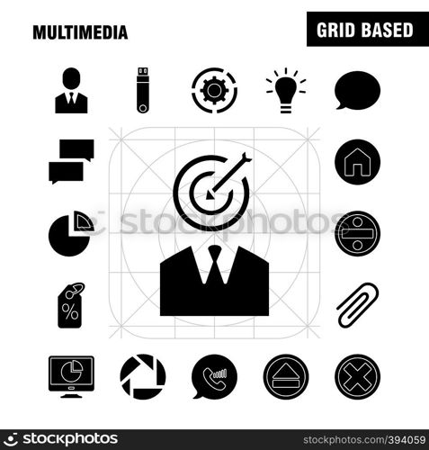 Multimedia Solid Glyph Icon for Web, Print and Mobile UX/UI Kit. Such as: Chat, Communication, Message, Notification, Chat, Communication, Message, Notification, Pictogram Pack. - Vector