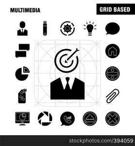 Multimedia Solid Glyph Icon for Web, Print and Mobile UX/UI Kit. Such as: Chat, Communication, Message, Notification, Chat, Communication, Message, Notification, Pictogram Pack. - Vector
