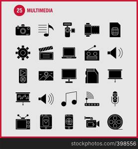 Multimedia Solid Glyph Icon for Web, Print and Mobile UX/UI Kit. Such as: Gear, Maintain, Setting, Tool, Adjustment, Speaker Computer, Hardware, Pictogram Pack. - Vector