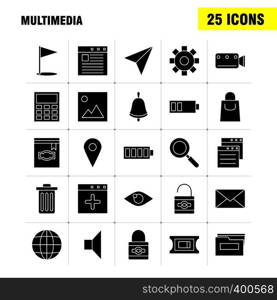 Multimedia Solid Glyph Icon for Web, Print and Mobile UX/UI Kit. Such as: Browser, Page, Web, Template, Browser, Page, Web, Template, Pictogram Pack. - Vector